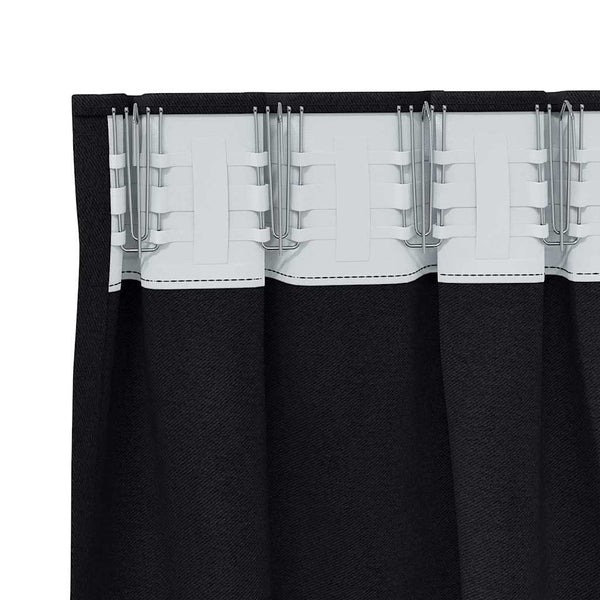 Pimentävä verho renkailla 2 kpl Musta 245 x 140 cm Polyesteri