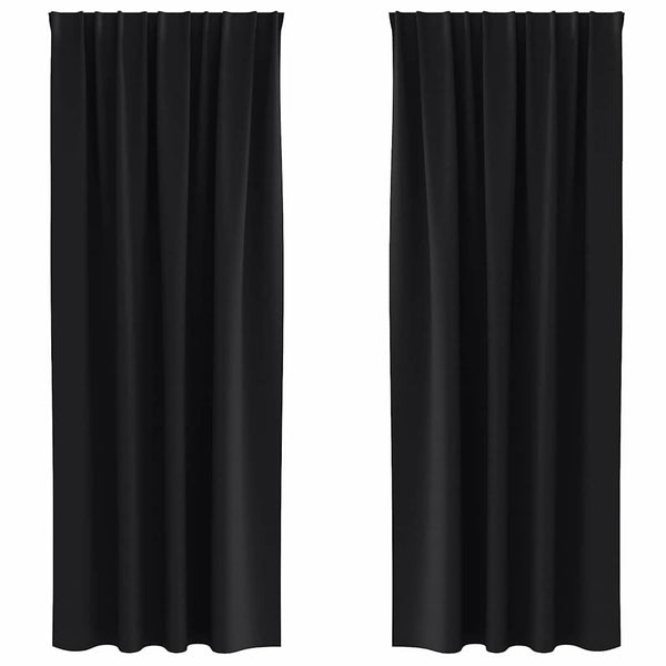 Pimentävä verho renkailla 2 kpl Musta 245 x 140 cm Polyesteri
