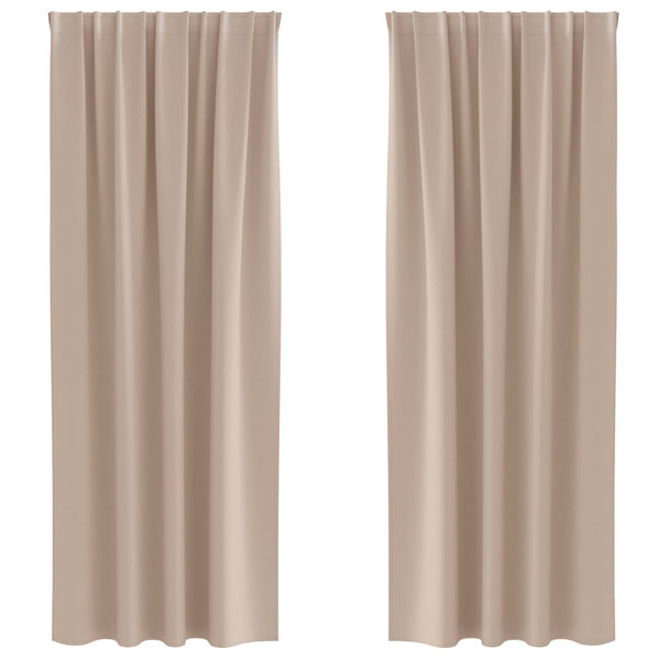 Pimentävä verho renkailla 2 kpl Taupe 225 x 140 cm Polyesteri