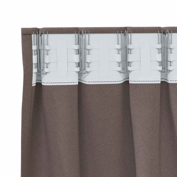 Pimentävä verho renkailla 2 kpl Tumma ruskea 225 x 140 cm