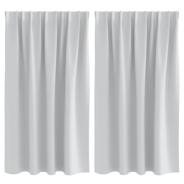Pimentävä verho renkailla 2 kpl Vaalea harmaa 140 x 140 cm