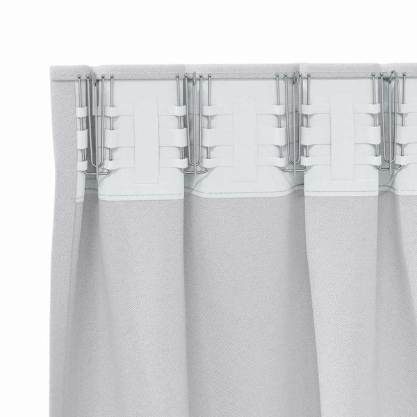 Pimentävä verho renkailla 2 kpl Vaalea harmaa 260 x 140 cm