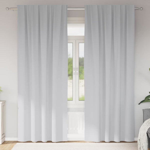 Pimentävä verho renkailla 2 kpl Vaalea harmaa 260 x 140 cm