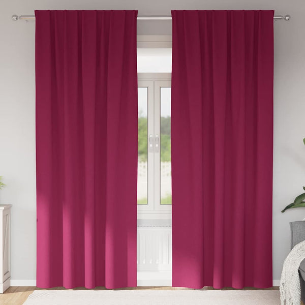 Pimentävä verho renkailla 2 kpl Viininpunainen 245 x 140 cm