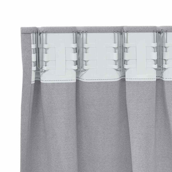 Pimentävä verho renkailla 2 kpl Metalli harmaa 245 x 140 cm