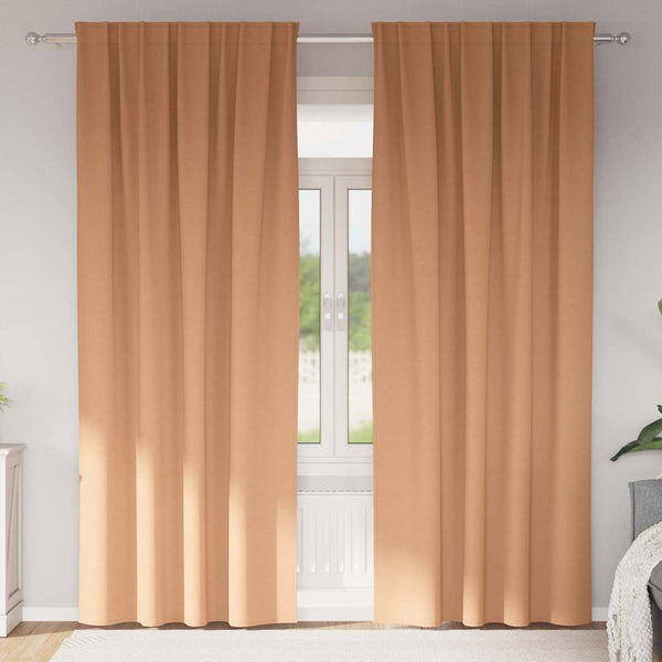 Pimentävä verho renkailla 2 kpl Vaaleanruskea 260 x 140 cm