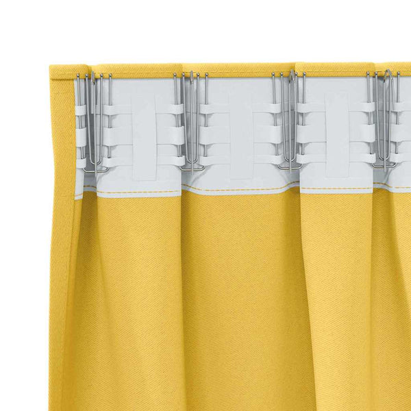 Pimentävä verho renkailla 2 kpl Sinapinkeltainen 225 x 140 cm
