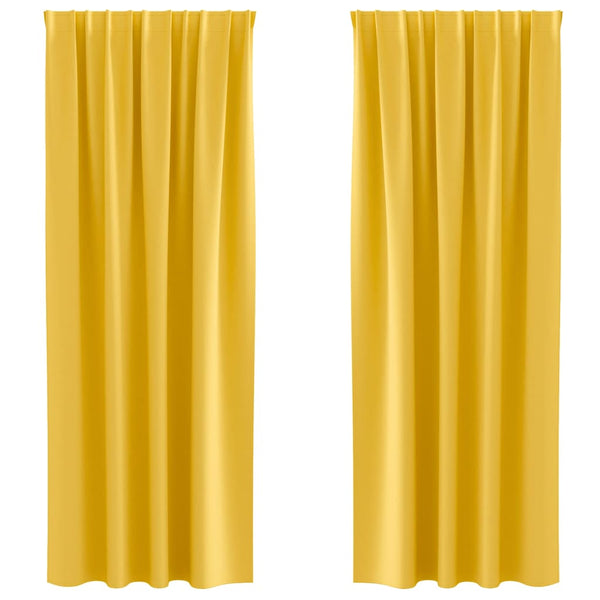 Pimentävä verho renkailla 2 kpl Sinapinkeltainen 225 x 140 cm