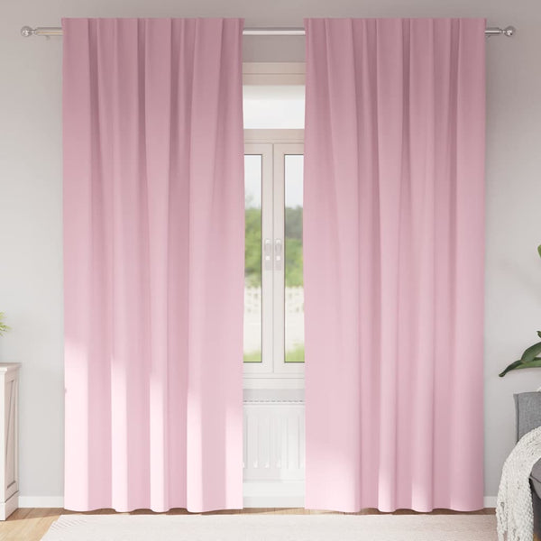 Pimentävä verho renkailla 2 kpl Vaaleanpunainen 225 x 140 cm