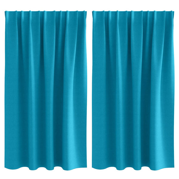 Pimentävä verho renkailla 2 kpl Turkoosi 140 x 140 cm