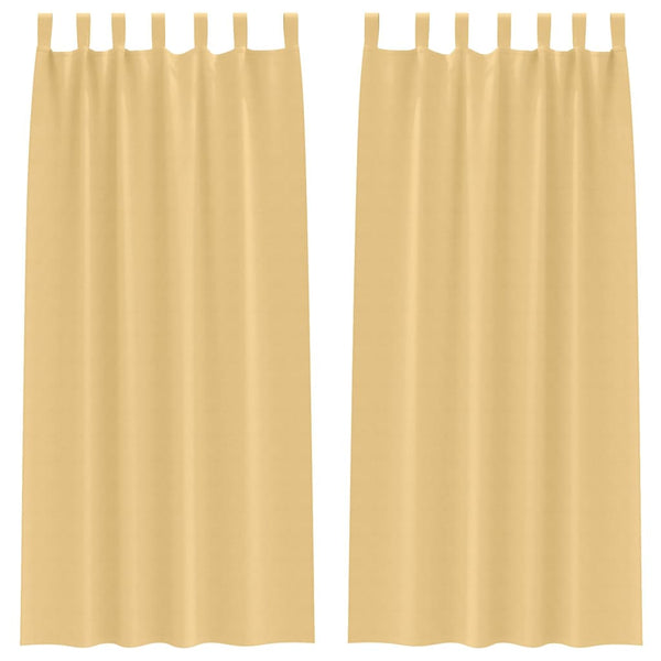 Pimentävä verho renkailla 2 kpl Beige 260 x 140 cm Polyesteri