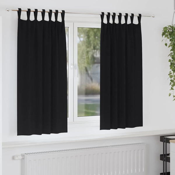 Pimentävä verho renkailla 2 kpl Musta 175 x 140 cm Polyesteri