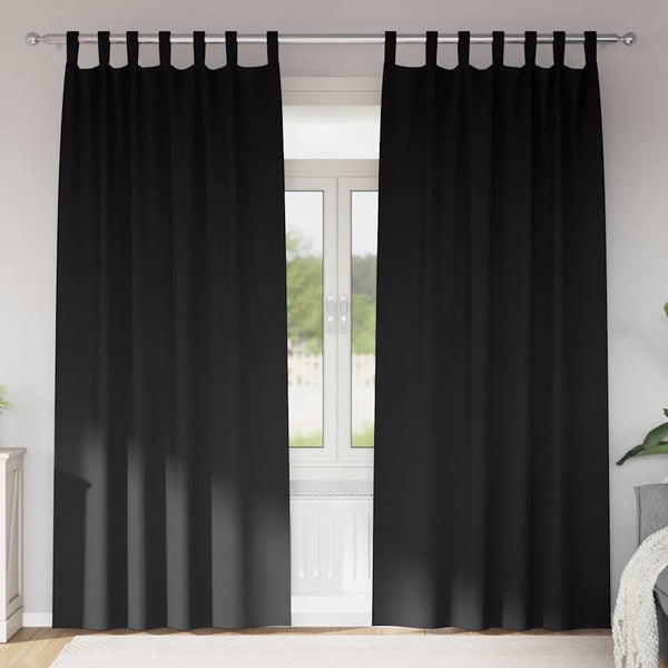 Pimentävä verho renkailla 2 kpl Musta 245 x 140 cm Polyesteri