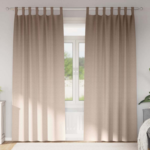 Pimentävä verho renkailla 2 kpl Taupe 225 x 140 cm Polyesteri