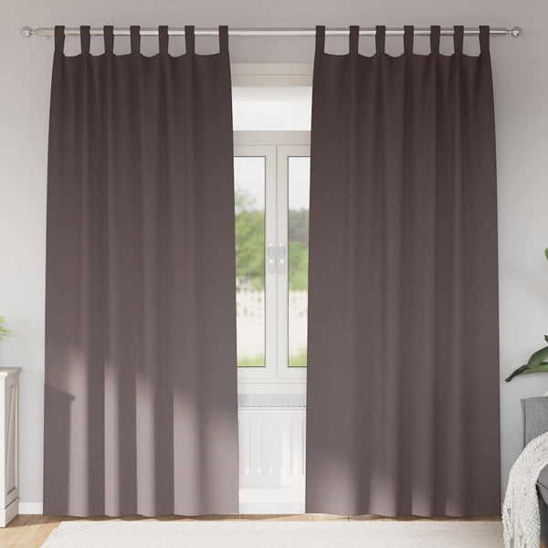 Pimentävä verho renkailla 2 kpl Tumma ruskea 225 x 140 cm