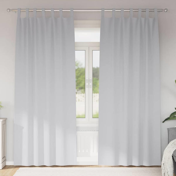 Pimentävä verho renkailla 2 kpl Vaalea harmaa 225 x 140 cm