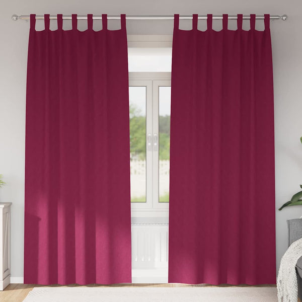 Pimentävä verho renkailla 2 kpl Viininpunainen 245 x 140 cm