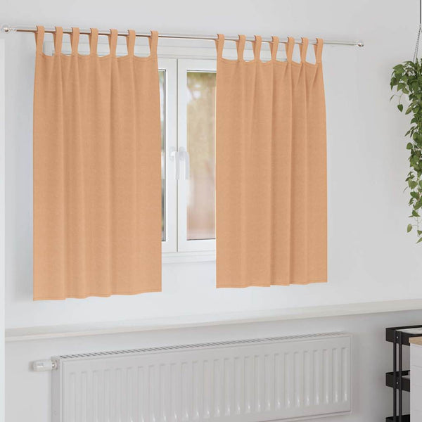 Pimentävä verho renkailla 2 kpl Vaaleanruskea 140 x 140 cm