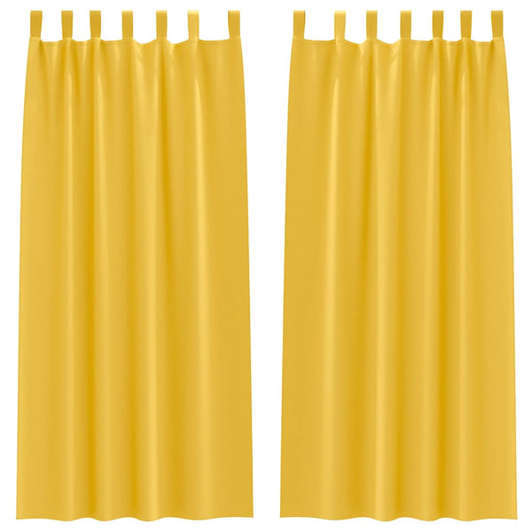 Pimentävä verho renkailla 2 kpl Sinapinkeltainen 245 x 140 cm