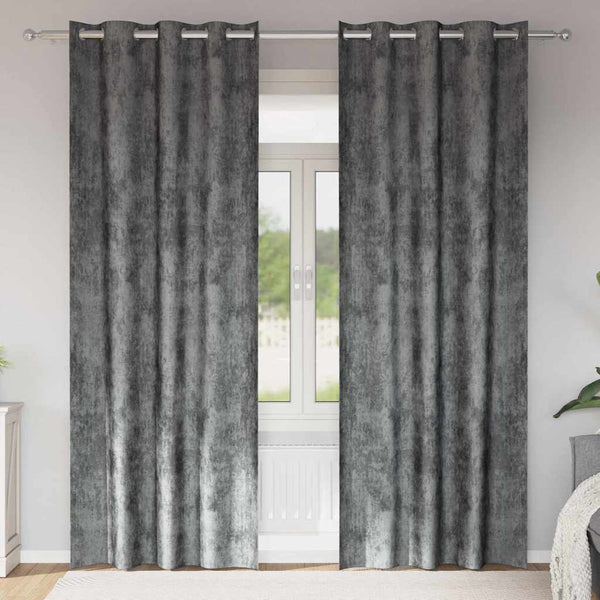 Samettiverhot 2 kpl Harmaa 260 x 140 cm Sametti