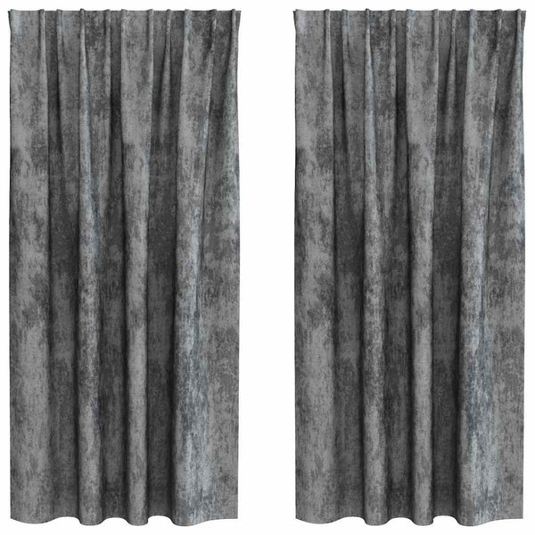 Samettiverhot 2 kpl Harmaa 175 x 140 cm Sametti