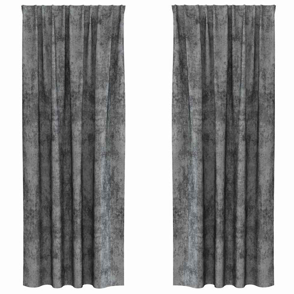 Samettiverhot 2 kpl Harmaa 245 x 140 cm Sametti