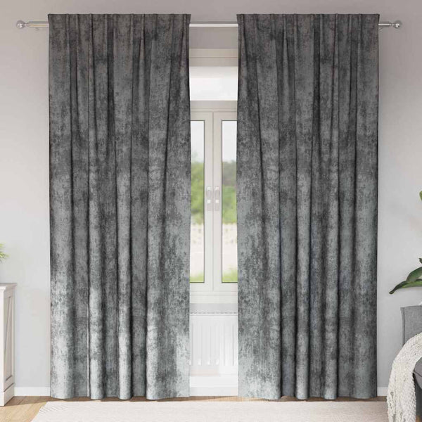 Samettiverhot 2 kpl Harmaa 260 x 140 cm Sametti