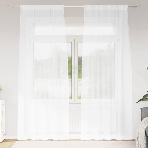 Verhosatiini 2 kpl Valkoinen 245 x 140 cm Polyesteri