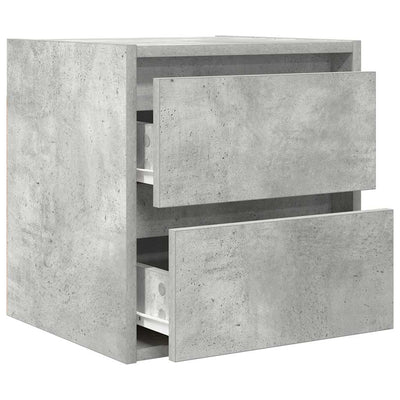 Seinäkiinnitettävät yöpöydät 2 kpl betoninharmaa 38x34x40 cm