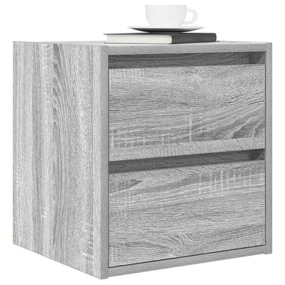 Seinäkiinnitettävät yöpöydät 2 kpl harmaa Sonoma 38x34x40 cm