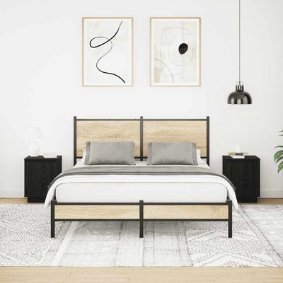 Musta yöpöytäkaapit led-valoilla Melenia 38x34x50cm (2 kpl)