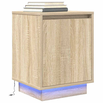 Sonoma oak yöpöytäkaapit Melenia 38x34x50cm (led-valoilla 2 kpl)