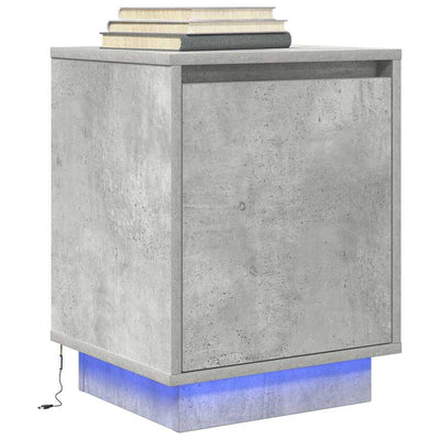 Yöpöytäkaapit LED-valoilla 2 kpl Betoninharmaa 38x34x50 cm