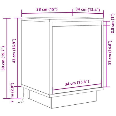 Savustettu tammi yöpöytäkaappi Melenia 38x34x50cm (led-valoilla)