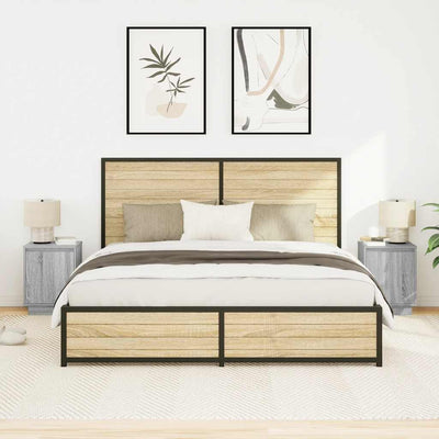 Harmaa yöpöytäkaapit led-valoilla Melenia 38x34x50cm (2 kpl)