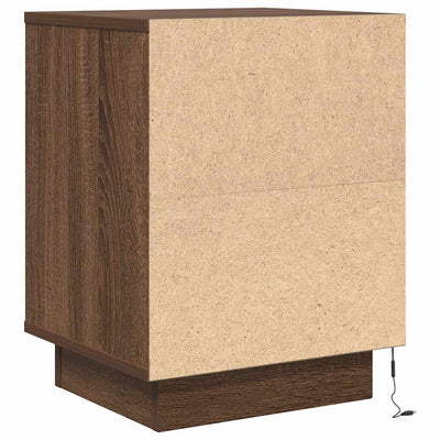 Yöpöytäkaapit LED-valoilla 2 kpl Ruskea Tammi 38x34x50 cm