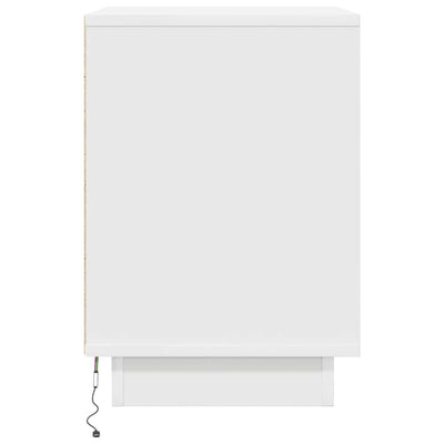 Valkoinen yöpöytäkaappi Mircica 38x34x50cm (led-valoilla)