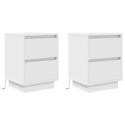 Yöpöytäkaapit LED-valoilla 2 kpl Valkoinen 38x34x50 cm