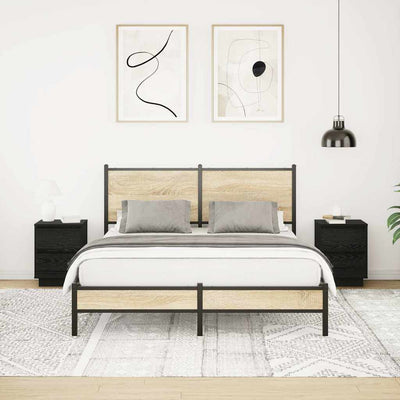 Musta yöpöytäkaapit led-valoilla Mircica 38x34x50cm (2 kpl)