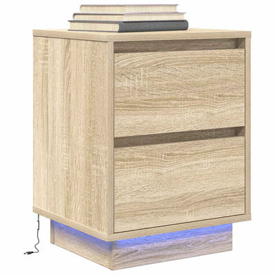 Yöpöytäkaapit LED-valoilla 2 kpl Sonoma Oak 38x34x50 cm