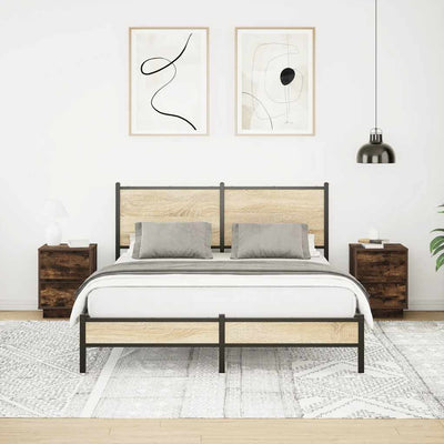 Savustettu tammi yöpöytäkaapit Mircica 38x34x50cm (led-valoilla 2 kpl)