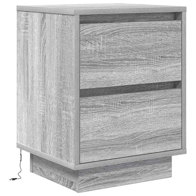 yöpöytäkaappi LED-valoilla Harmaa Sonoma 38x34x50 cm