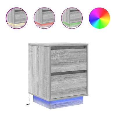 Harmaa yöpöytäkaapit led-valoilla Mircica 38x34x50cm (2 kpl)