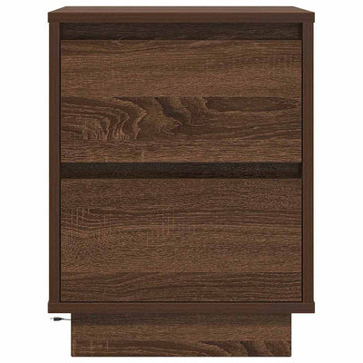 Yöpöytäkaapit LED-valoilla 2 kpl Ruskea Tammi 38x34x50 cm