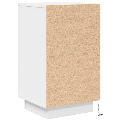 Yöpöytäkaappi LED-valoilla Valkoinen 38x34x65 cm