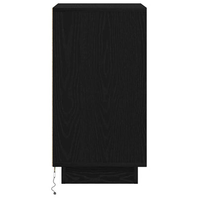 yöpöytäkaappi LED-valoilla Musta 38x34x65 cm