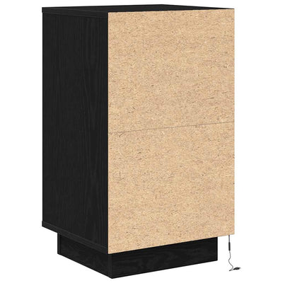 yöpöytäkaappi LED-valoilla Musta 38x34x65 cm