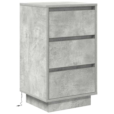 yöpöytäkaappi LED-valoilla Betoninharmaa 38x34x65 cm