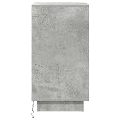 yöpöytäkaappi LED-valoilla Betoninharmaa 38x34x65 cm