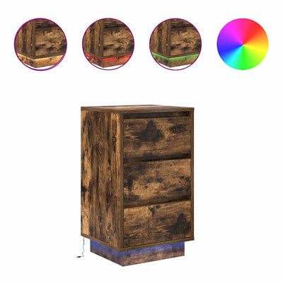 Savustettu tammi yökaappi Mircica 38x34x65cm (led-valoilla)